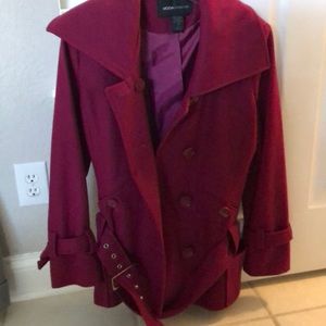 Dark pink pea coat
